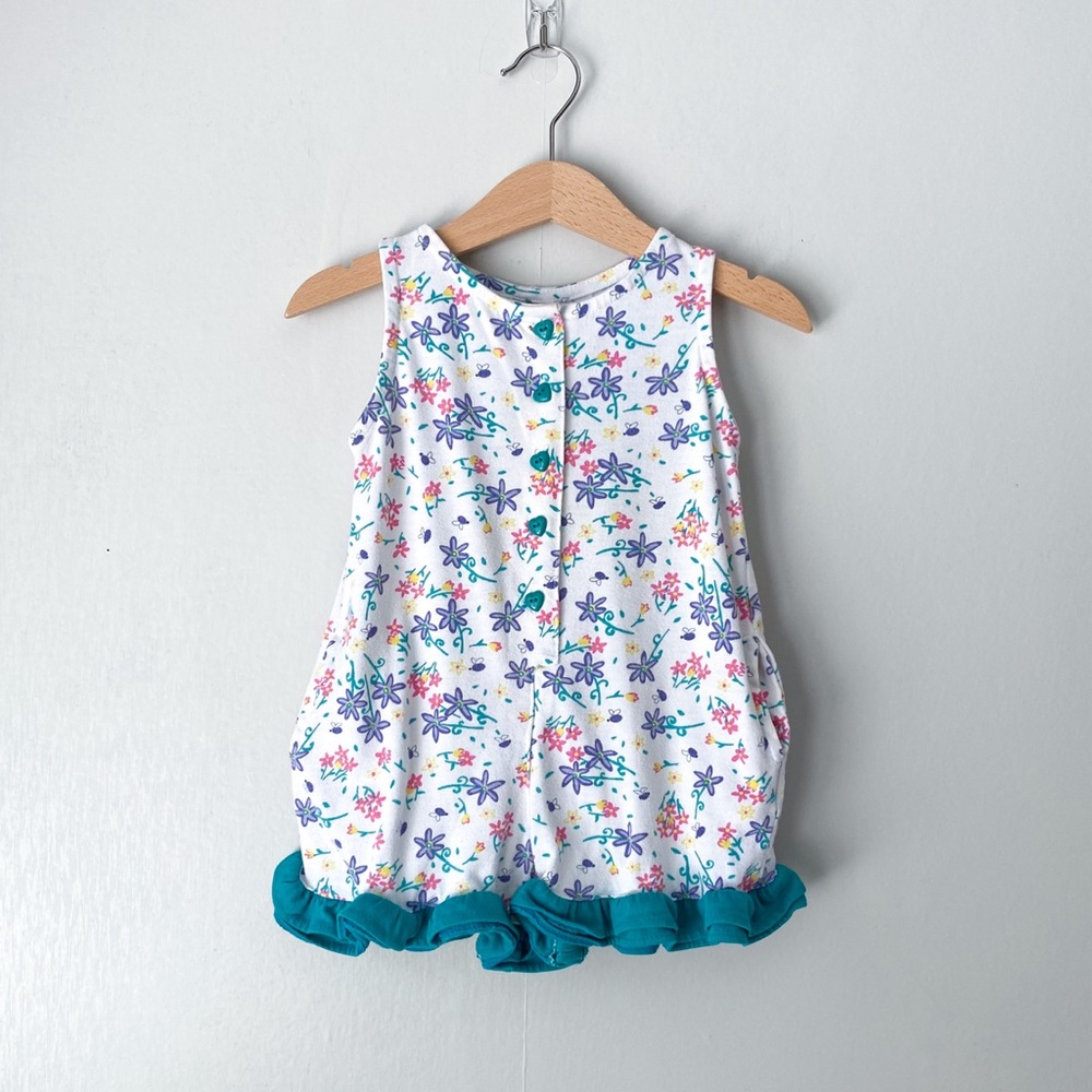 Vintage 90's Floral Print Ruffle Romper 18M